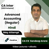 CA Inter (2023 Scheme) Advanced Accounting (Regular) Video Lectures by CA CS Sandeep Arora May Attempt (Pendrive + eBooks)